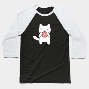 Cute cat eating donut t-shirt Baseball T-Shirt